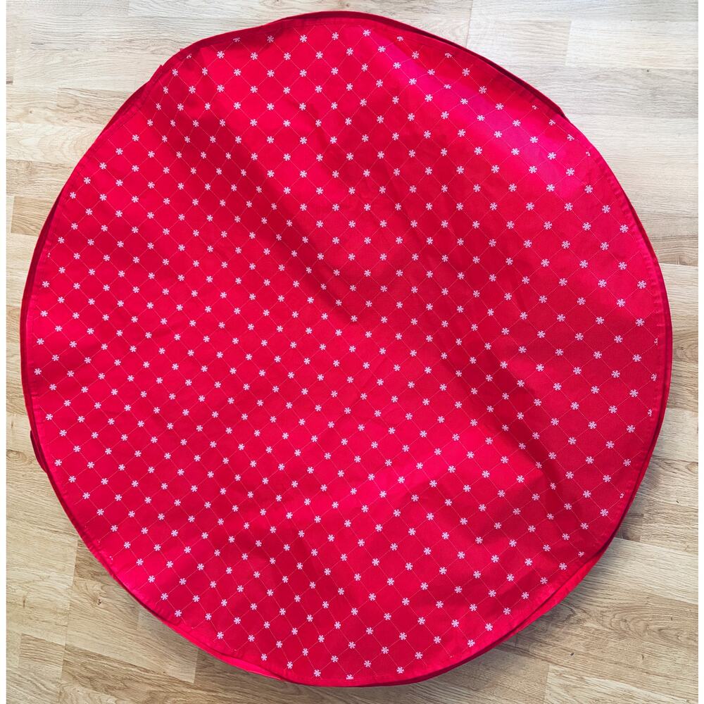 Large 36” Round Red/white Zippered Wreath Bag